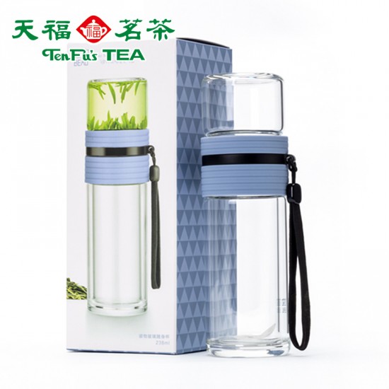 Double Wall Glass Tea Infuser Bottle w. Infuser/Storage 238ml