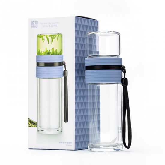 Double Wall Glass Tea Infuser Bottle w. Infuser/Storage 238ml Double Wall Glass Tea Infuser Bottle w. Infuser/Storage 238ml